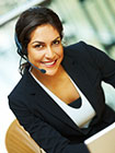 Smiling customer service agent